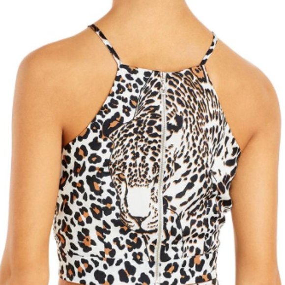 AQUA x Mary Katrantzou Leopard Print Halter Top, S NWT - Picture 2 of 8